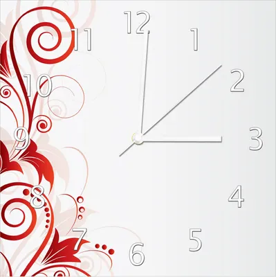 Produktbild von Wallario Design Wanduhr Abstrakte rote Blumenschnörkel aus Echtglas, Größe 30 x 30 cm