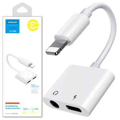 Immagine prodotto di Adattatore Joyroom S-Y104 Słuchawkowy Lightning - Lightning / Mini Jack 3,5Mm - Biały