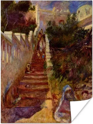 Produktbild von MuchoWow® Poster Treppe in Algier - Gemälde von Pierre-Auguste Renoir 90x120 cm - Wohnzimmer