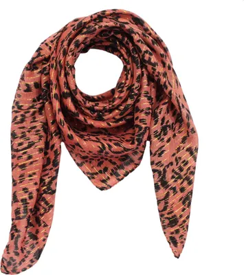 Produktbild von Baumwolltuch - Leopard 1 rot - gold - quadratisches Tuch