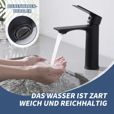Produktbild von Homelody Wasserhahn Bad Badezimmer Einhebelmischer,Schwarz Edelstahl 304，360° Schwenkbar