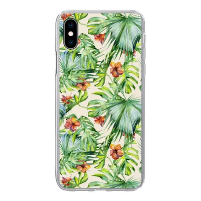 Produktbild von MuchoWow® Handyhülle Schutzhülle Hülle für iPhone Xs Blume - Blatt - Muster Silikon Softcase Handy Hülle - Handytasche