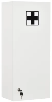 Immagine prodotto di Armadietto per Medicinali 30x20x70 cm con Serratura in Legno e Vetro Bianco