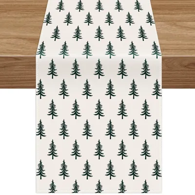 Imagen del producto de Camino de mesa navideño con motivo de árbol para decoración festiva