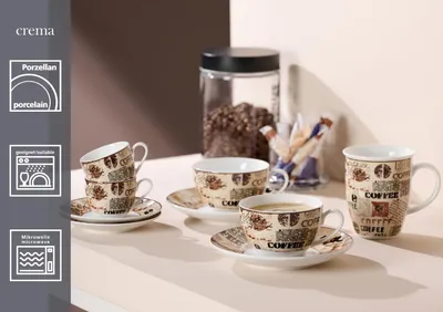 Glasmark KROSNO 1992 - Juego De 6 Tazas De Cristal Para Café Con Cuchara, 360 Ml, Resistentes Al Calor ¡Ideales Para Latte Y Capuchino!