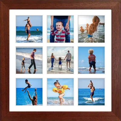 Produktbild von aFFa frames Chalet Bilderrahmen aus Holz Plexiglas Verschiedene Größen Collage Einzelbilder Wohnungsdekoration Elegant Stilvoll Moderne Bilderrahmen 40x40 cm bis zu 9 Bilder Braun