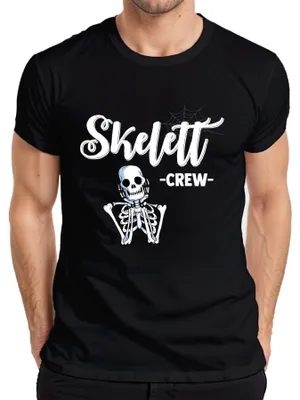 Obrázek produktu pro Pánské tričko Skeleton Crew Halloween Skull Creepy Gothic Retro Party, černá, S