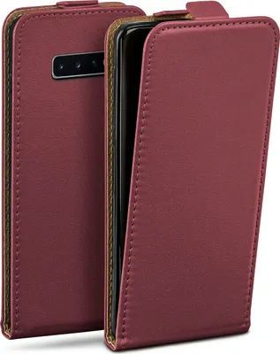 Produktbild von moex® Flip Case kompatibel mit Samsung Galaxy S10 - Hülle mit 360 Grad Schutz, Weinrot