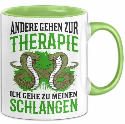 Produktbild von Schlangen Tasse Geschenk Andere Gehen Zur Therapie Ich Gehe Zu Meinen Schlangen Reptilien (Grün)