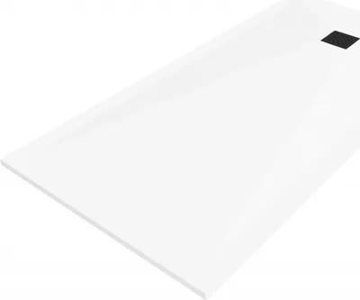 Produktbild von Mexen Stone+ rechteckige Duschwanne aus Verbundmaterial 160 x 90 cm, weiß, schwarze Abdeckung - 44109016-B