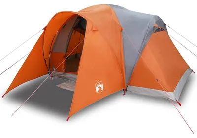 Image de vidaXL Tente familiale dôme 6 personnes grise et orange étanche à l'eau