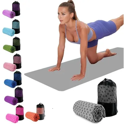 Imagen del producto de Toalla de microfibra para yoga, antideslizante, de 61 x 183 cm, ideal para yoga