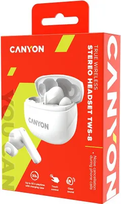 Obrázok produktu pre Canyon Bluetooth Headset TWS-8   ENC Earbuds/BT 5.3    white retail