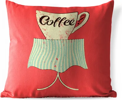 Produktbild von MuchoWow® Outdoor Kissen - Kaffee? - Vintage - Kaffeebecher - Sprüche - Zitate - 60x60 cm - Wetterfest - Lounge Kissen - Dekoration - Schlaf Kissen