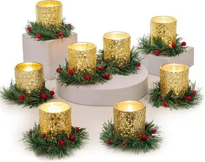 Image de Bougeoir de Noël, centre de table, décoration de table, en verre