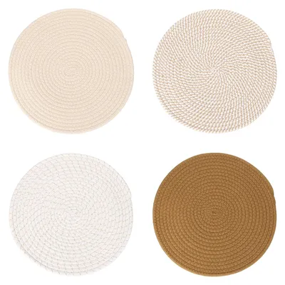 Katoenen Untersetzer, 4er-Set, 33 cm, hitzebeständig, gewebt, Braun