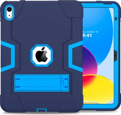 Immagine prodotto di Custodia per iPad 10a Gen 2022 10,9", Custodia protettiva ibrida a tre strati resistente agli urti con supporto blu