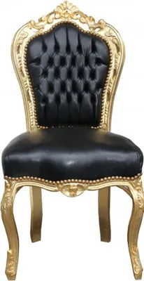 Produktbild von Casa Padrino Barock Esszimmer Stuhl Schwarz Lederoptik / Gold - Möbel Antik Stil