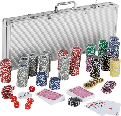Obrázek produktu pro Pokerový kufřík Pokerová sada Laserové pokerové žetony 500 žetonů Alu kufřík Jetons