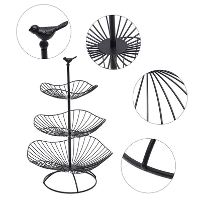 Obrázek produktu pro Ovocný talíř 3 Etageren Košík na ovoce Kovový servírovací talíř Candy Plate Black Snack Plate Tray Servírovací stojan pro dekoraci dezertního stolu