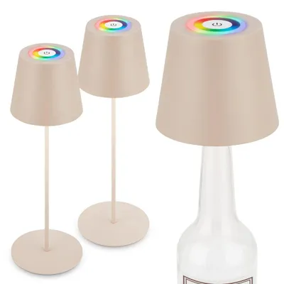 Image de Briloner Calida 3 in 1 RGBW LED Lampe de table sans fil IP44, Variable, tactile, réglable en hauteur, anti-éclaboussures, beige, 36 x Ø10,5 cm