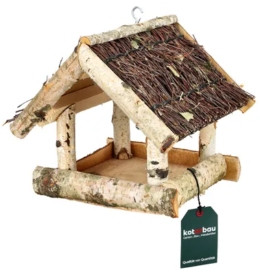 Productafbeelding van Vogelvoederhuisje - Hout - 25,5 x 25,5 x 23,5 cm - Bruin