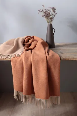 Produktbild von Biederlack Plaid mit Fransen Kaschmir Farbe henna-sand Größe 150 x 200