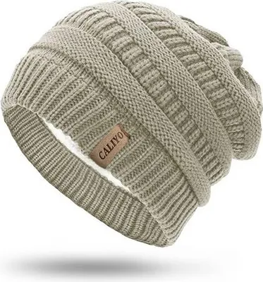 Produktbild von Caliyo Mütze, Wintermütze, Damen Winter Strickmütze Grobstrick Warme Beanie mit Innenfutter Strickmütze Damen Beanie Mütze Street Style Grobstrick Wintermützen