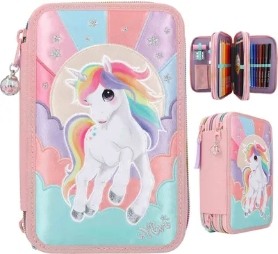 Zdjęcie produktu dla Depesche 3-komorowy piórnik Ylvi Rainbow różowy