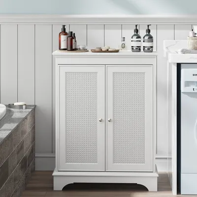 Produktbild von Odikalo Sideboard Stehschrank Anrichte Badezimmerschrank Stauraum Verstellbar Regal Weiß