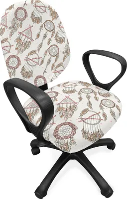 Produktbild von ABAKUHAUS Feder Bürostuhl Schonbezug, Einheimischer Dreamcatchers, dekorative Schutzhülle aus Stretchgewebe, Pale Brown Beige