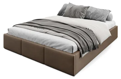 Produktbild von Polsterbett Muralo 160x200 cm, Doppelbett, ohne Kopfteil, mit Bettkasten und hochklappbarem Lattenrost, Braun
