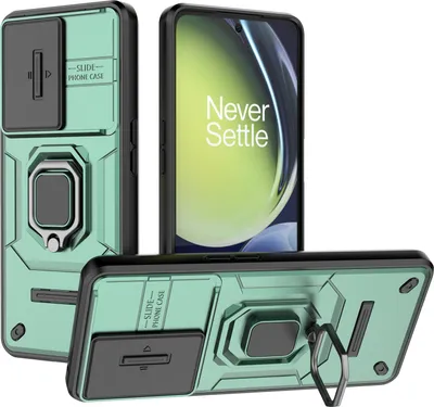 Obrázek produktu pro Pouzdro pro OnePlus Nord CE 3 Lite dvouvrstvé pouzdro s posuvnou ochranou kamery a držákem prstenu, stojánek zelené