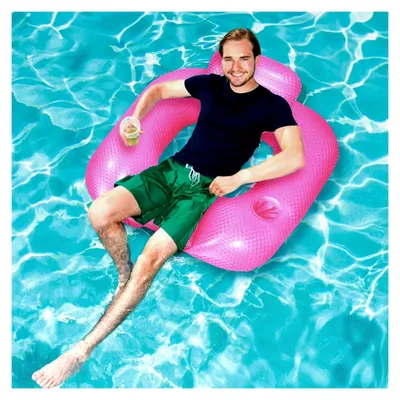 Produktbild von Aufblasbare Poolliege mit Getränkehalter und Armlehnen für Pool, Fluss und See