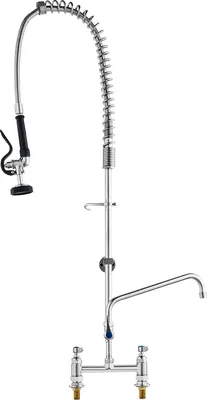 Obrázek produktu pro Komerční kuchyňská baterie Vodovodní baterie s výsuvným předdřezovým ostřikovačem, výška 112 cm, střed 203 mm, otočná výtoková trubice 305 mm, mosazná dřezová baterie pro montáž na podlahu, pro dřez s 1/2/3 přihrádkami