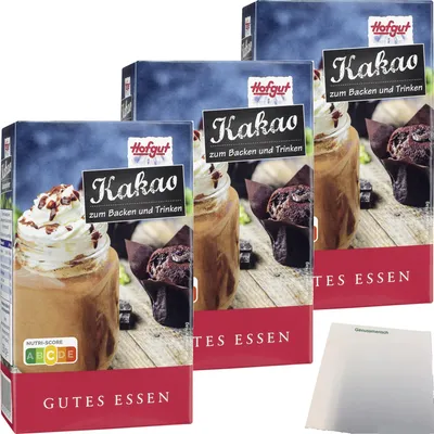 Produktbild von Hofgut Backkakao 3er Pack (250g Packung) + usy Block