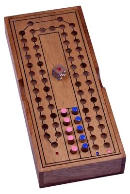 Produktbild von Pferderennen – Würfelspiel für 2 Spieler aus Holz - Spielfeld im Deckel - Horse Race -