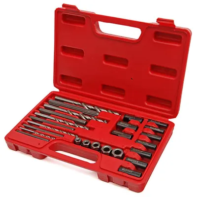 Immagine prodotto di Set estrattore di viti e bulloni danneggiati, kit bussole e punte HSS per la rimozione di dadi a impatto, spelati, 25 pezzi