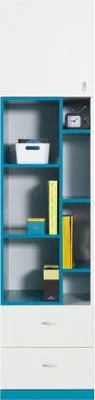 Produktbild von Jugendzimmer - Schrank schmal, Weiß / Türkis - Abmessungen: 195 x 45 x 40 cm (H x B x T)
