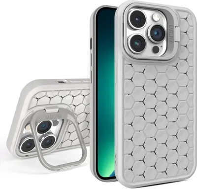 Produktbild von Für iPhone 13 Pro Max Honeycomb Radiating Lens Holder Magsafe Phone Case (Grey)
