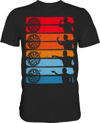 Produktbild von Retro Dart Wurf Dartscheibe Bullseye Darts T-Shirt – Black / XXL