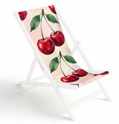 Produktbild von Ersatz-Stoffbezug Liegestuhl Polyester für Klappliegestuhl, Rote Kirschen
