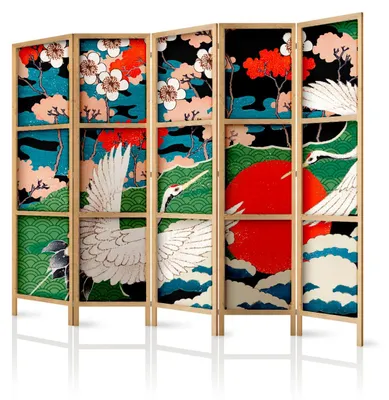 Produktbild von framed concept - Paravent Raumteiler aus Holz 225x172 cm, 5-teilig, einseitig, im orientalischen Stil