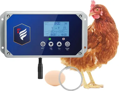 Immagine prodotto di Apriporta automatico per pollaio, funzionamento fotosensibile, 4 modalità di controllo, portata del telecomando 40 m, alimentazione solare o a batteria, capacità massima 4 kg.