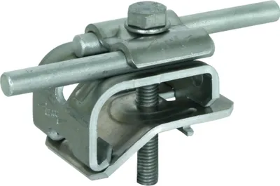 Obrázok produktu pre DEHN svorku na odkvapovú rúru, hliník, výstupok 16–22 mm, s dvojitým prekrytím, okrúhla 8–10 mm, 1 ks.