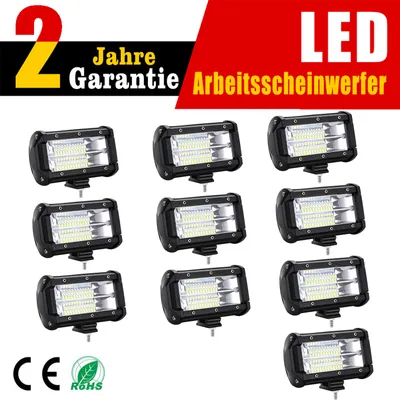 Image de XMTECH 10 pièces LED 72W Phare de travail Phare auxiliaire Offroad Phare voiture 10-30V blanc froid Lumière de travail IP67 étanche