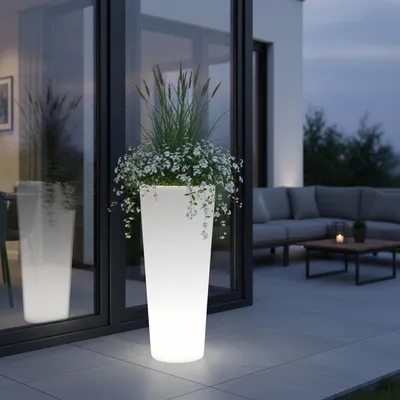Produktbild von Moderner beleuchteter Blumenkübel 90x37 cm PL404S Pflanzgefäß Blumentopf LED RGB mit Akku und Netzteil