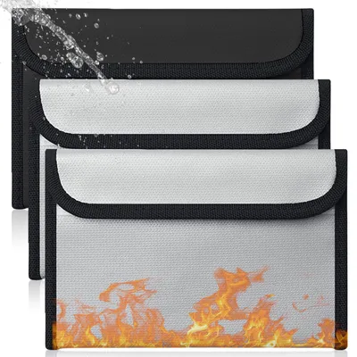 Produktbild von 3 feuerfeste Dokumententaschen, 20,5 x 12 cm, wasserdicht, für Reisepass, Bankdokumente, Geld und Wertsachen