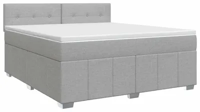Image de vidaXL Lit boxspring avec matelas gris clair 180 x 200 cm Tissu