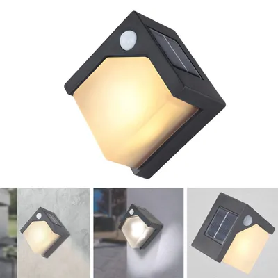 Produktbild von Solarleuchte Garten Quadrat Wand Solarlampe Außen Leuchte Solar mit Pflegetuch